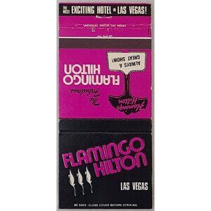 Vtg Matchbook Cover Fabulous Flamingo Hilton Las Vegas Nevada NV Hotel Casino